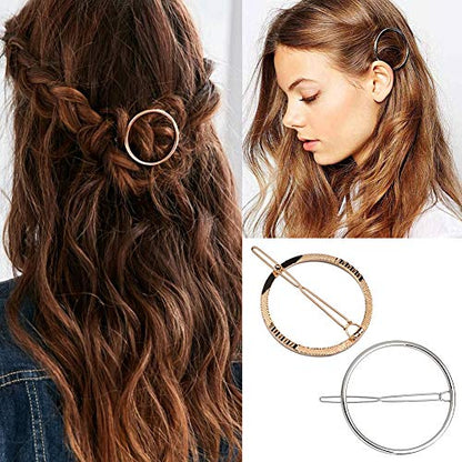 Gold Silver Minimalist Hair Clips Dainty Feather Hollow Hair Clips Set Hair Accessories for Women Geometric Barrette
