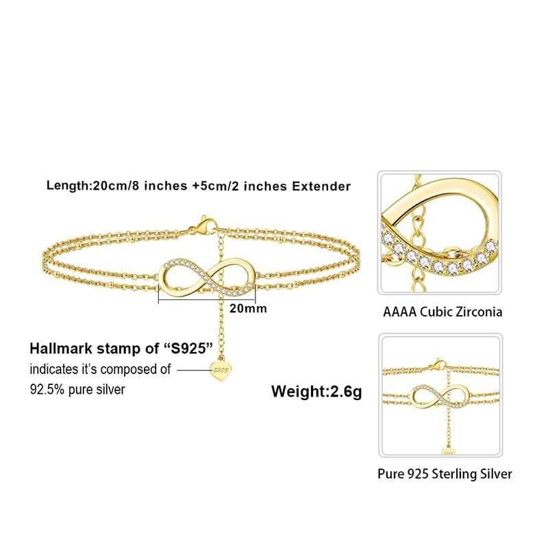 Anklet for Women S925 Sterling Silver Adjustable Foot Chain Ankle Bracelet Anklets Jewelry