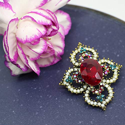 Brooch Pins for Women Girls Fashion Flower Crystal Rhinestone Pearl Jewelry - color: Color 5