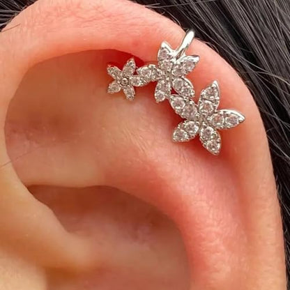Ear Cuffs for Women Non Piercing Ear Cuff Earrings Non Pierced Cartilage Earrings Adults Christmas Stocking Stuffers Trendy Gifts 2025 - color: A2:2pcs Silver Flower