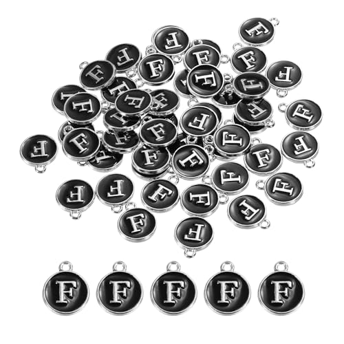 MECCANIXITY Alphabet Enamel Letter Charm Jewelry Charm Pendant for Jewelry Making, Bracelet, Craft - style: F
