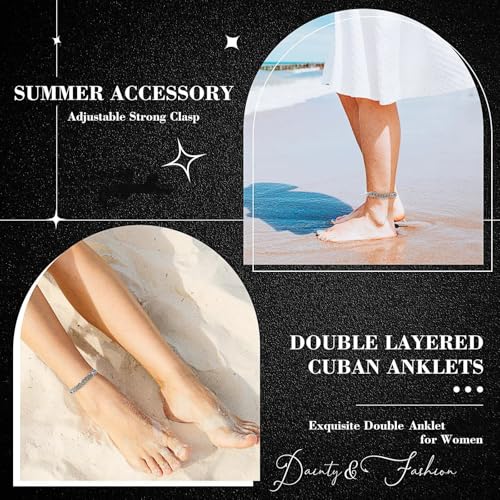 Batiyeer Women's Ankle Bracelets Cuban Link Chain Anklets Adjustable Chunky Anklets with Detachable Extender Rhinestone Bling Jewelry Gifts - color: Silver, size: 12 Mm, 8+2 Inches