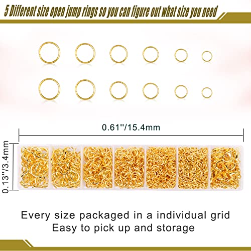 Jump Rings for Jewelry Making Kit, 1500 pcs Jewelry Repair Kit for Necklace Bracelet, Lobster Clasps and Closures Repair Supplies Kit with Pliers Tweezers-Gold - color: Gold