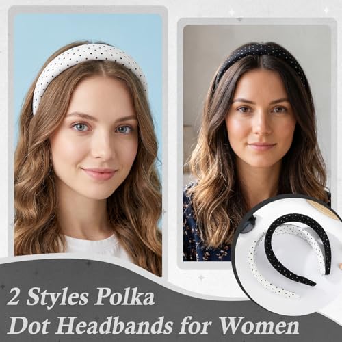 JATEBI 28 Pcs Polka Dot Hair Accessories Kit for Women Includes Fashion Headband, Elastic Band, Claw Clip, Mental Clips, Scrunchie, Ideal Polka Dot Hair Gift for Women Girls