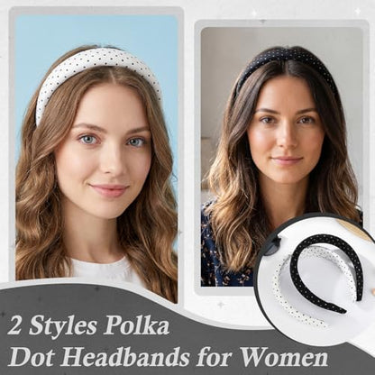 JATEBI 28 Pcs Polka Dot Hair Accessories Kit for Women Includes Fashion Headband, Elastic Band, Claw Clip, Mental Clips, Scrunchie, Ideal Polka Dot Hair Gift for Women Girls