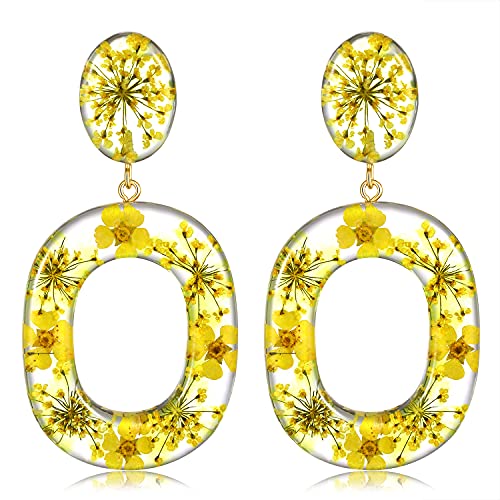 Acrylic Earrings For Women Statement Geometric Earrings Resin Acetate Drop Dangle Earrings Mottled Hoop Earrings Fashion Jewelry - color: H:Yellow
