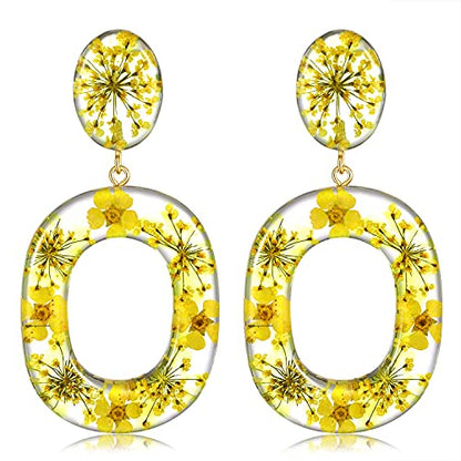 Acrylic Earrings For Women Statement Geometric Earrings Resin Acetate Drop Dangle Earrings Mottled Hoop Earrings Fashion Jewelry - color: H:Yellow