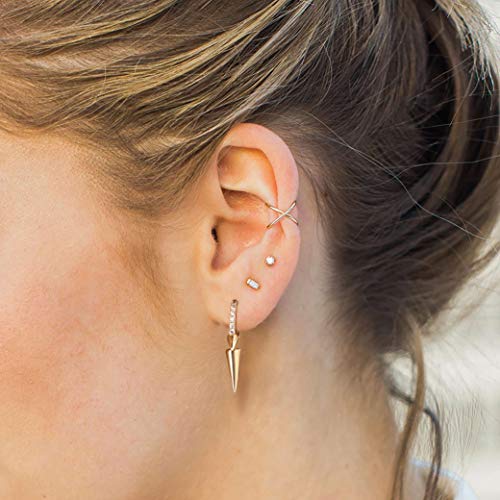 LOYATA Gold Huggie Hoop Earrings 14K Gold Plated Dainty Small Simple Hypoallergenic Jewelry Gift for Women - style: Triple Spike