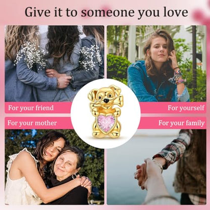 Hapour 925 Sterling Silver Charms for Bracelet Necklace Dangle Pendant Bead | Whale Shark Charm, Glow in the Dark, Matryoshka Russian Doll Baking European Jewelry Charm, 14k Gold Plated - style: Gold Cute Puppy