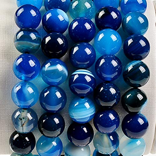 MASSIVE BEADS Natural Healing Power Gemstone Crystal Beads Unisex Adjustable Macrame Bracelets - color: Agate Blue, size: 8mm