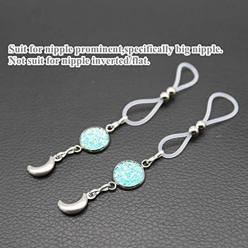 Fake Nipple Piercing Jewelry Nipple Chain Non Piercing Adjustable Silicone Band Nipple Rings-blue b - color: a