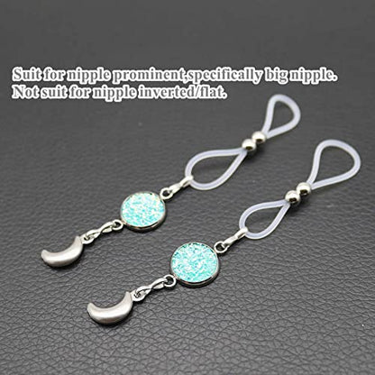 Fake Nipple Piercing Jewelry Nipple Chain Non Piercing Adjustable Silicone Band Nipple Rings-blue b - color: a