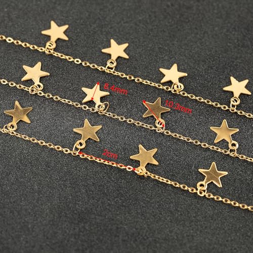 UMAOKANG 16.4 Feet Stainless Steel Gold Star Chain for Jewelry Making | Dangling Star Chains Bulk on Spool Solder Cable Link Chain PVD Gold Plated Permanent Jewelry Supplies - color: Gold Star