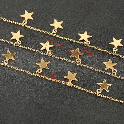 UMAOKANG 16.4 Feet Stainless Steel Gold Star Chain for Jewelry Making | Dangling Star Chains Bulk on Spool Solder Cable Link Chain PVD Gold Plated Permanent Jewelry Supplies - color: Gold Star
