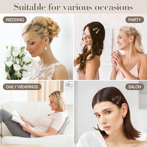 100Pcs Snap Hair Clips Hair Barrettes For Women Girls, No-Slip | Metal Hair Snap Clips Accessories, Hairpins, Matte 5 Colors, 2 x 0.55 Inch, Storage Box