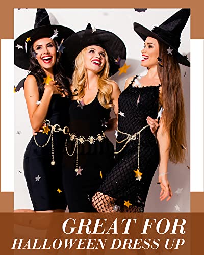 Hicarer 3 Pcs Waist Chain for Body Multi Layer Chain Belts for Women Girls Summer Beach Jewelry Halloween Adjustable - color: Gold, style: Modern Style