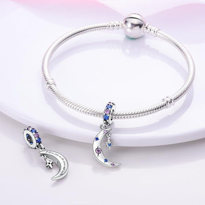 925 Sterling Silver Charms for Bracelets and Necklaces Beads Jewelry Charms for Women - color: Moon Charm