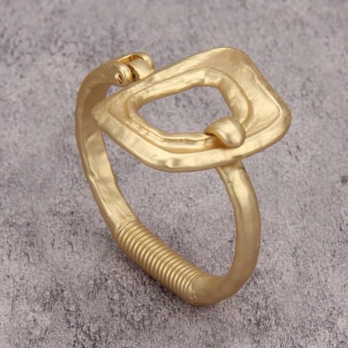 GelConnie Chunky Cuff Bangle Bracelet for Women, Statement Jewelry | Gold and Silver Tone Cuff Bangles with Resin, Crystal and Textured Accents for Party, Vacation and Dressy Looks - style: Bangle 03-Gold