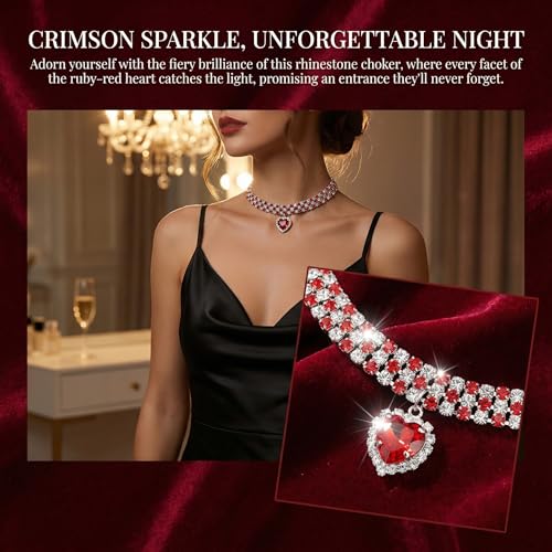 Silver Plated Necklace Earrings Bracelet Crystal Bridal Wedding Jewelry Sets for Wedding princess birthday party Halloween Prom Pageant Jewelry - color: 4-red