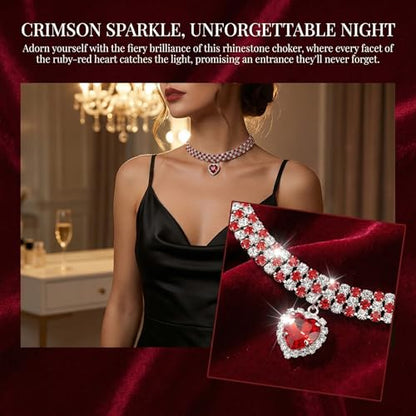 Silver Plated Necklace Earrings Bracelet Crystal Bridal Wedding Jewelry Sets for Wedding princess birthday party Halloween Prom Pageant Jewelry - color: 4-red