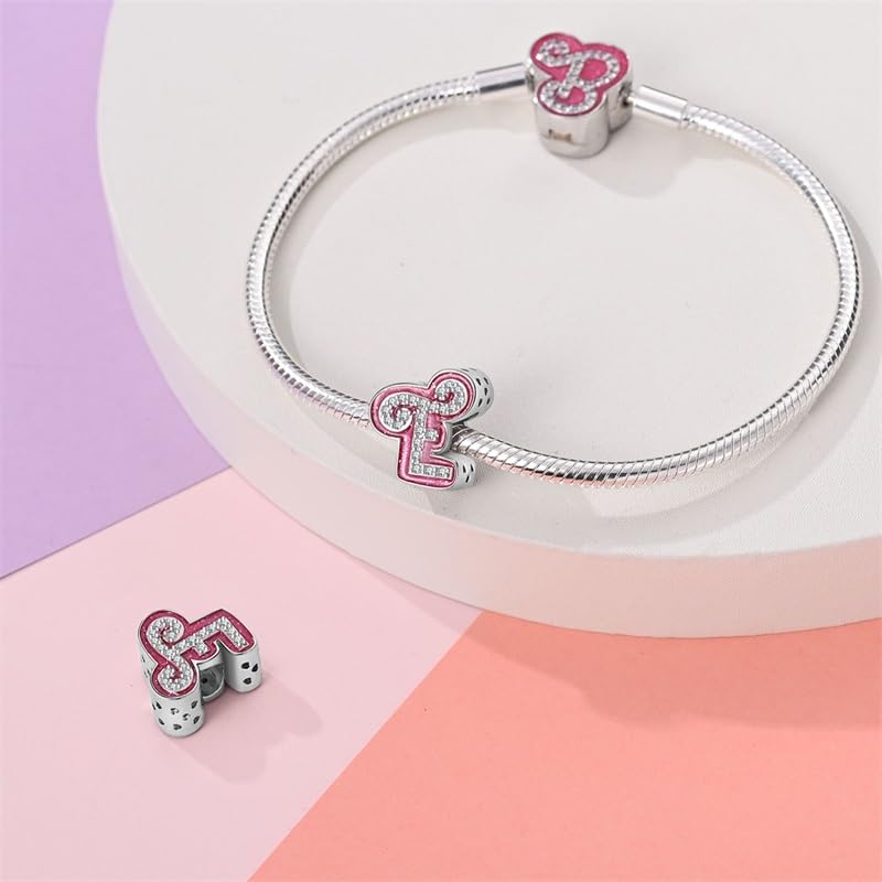 925 Sterling Silver Letter Charms Fits Pandora Bracelets Alphabet AZ Bead Charm for Bracelets Necklace with 5A Cubic Zirconia for Women Birthday Ceremony DIY Jewelry Gift - style: E