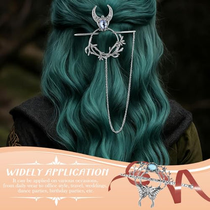 WILLBOND 8 Pcs Viking Celtic Hair Clips Vintage Celtic Knot Hair Slide Sticks Retro Silver Alloy Barrette Hairpins Viking Jewelry Accessories for Women Girls Scarf Sweater Gifts(Gemstone) - style: Gemstone