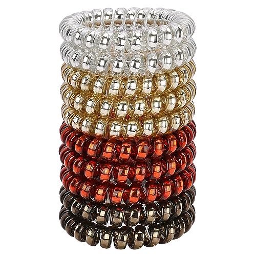 JessLab Spiral Hair Ties for Women, 10-Pack Traceless No-Damage Ponytail Holders, Coils Hair Bands for Girls, Assorted Colors - color: #24