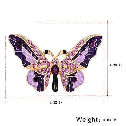 seven wolves Brooches for Women Austria Crystal Brooch Pins Rhinestones Brooches Daily Wearing Breastpin with Boxes - color: Purple 2