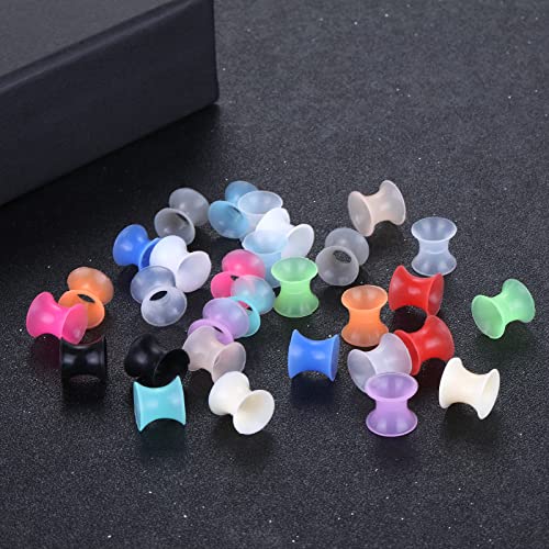 Xpircn 30Pcs Silicone Ear Gauges Flexible Ear Tunnels Plugs Stretchers Expander Double Flared Flesh Ear Piercing Jewelry for Women Men - style: Gauge:2G(6mm)
