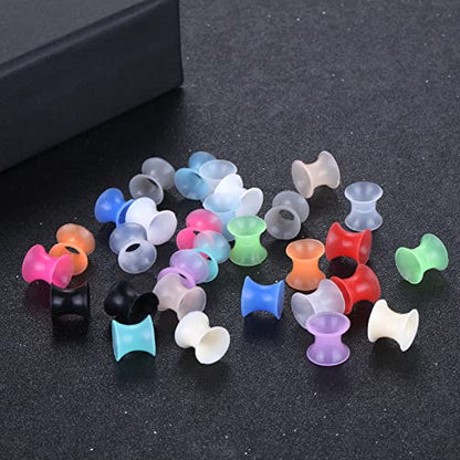 Xpircn 30Pcs Silicone Ear Gauges Flexible Ear Tunnels Plugs Stretchers Expander Double Flared Flesh Ear Piercing Jewelry for Women Men - style: Gauge:2G(6mm)