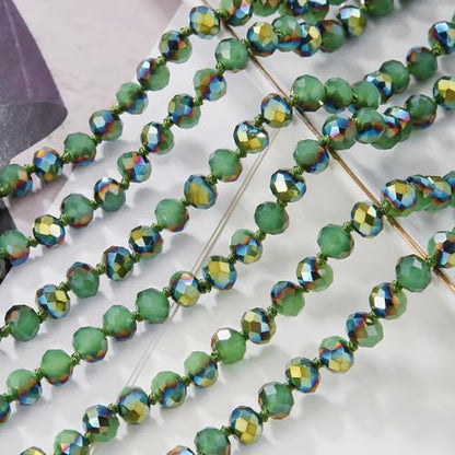 Firstmeet Fashion Beads Rope Knot Long Beaded Necklace Versatile 60" Strand Costume Jewelry for Women - color: Aspen Green AB