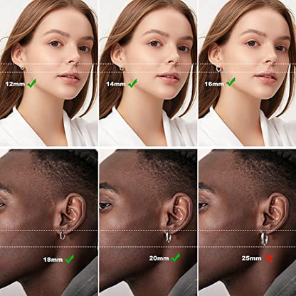 Silver Gold Hoop Earrings for Women Men, 316L Surgical Stainless Steel Huggie Hoop Earrings Set Hypoallergenic Small Cartilage Earrings Lightweight Hoop Earrings Huggie Set - color: Silver--12/14/16/18/20mm