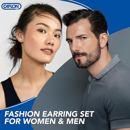 Caflon 24K Gold Plated | Stainless Steel Cubic Zirconia Stud Earrings 4mm | Nickel Safe Hypoallergenic Ear Jewelry | Sparkling Round Silver Tone Crystal Design with Secure Push-Back Closure | Everyday Fashion Jewelry - style: Gold Plated