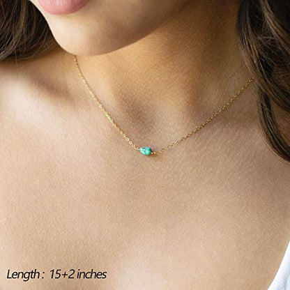 Turandoss Dainty Layered Choker Necklace, Handmade Y Pendant Necklace Multilayer Bar Disc Necklace Adjustable Layering Choker Necklaces for Women - style: 2PCS - Blue Turquoise&Hammered Disc