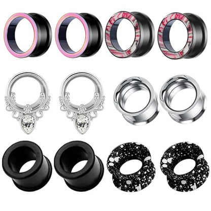 TIANCI FBYJS Stainless Steel Ear Tunnels Saddle Gauges For Ear Silicone Soft Flexible Earrings Gauge Plugs Expander Stretcher Body Piercing Jewelry 0g 2g 00g 1/2'' Set - style: 2g=6mm
