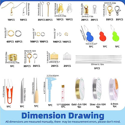 Glarks 1250Pcs Jewelry Making Kit, Jewelry Making Supplies with Jewelry Making Pliers Tool, Beading Wires, Jewelry Findings for Jewelry Making, Wrapping and Repair - size: 1250pcs