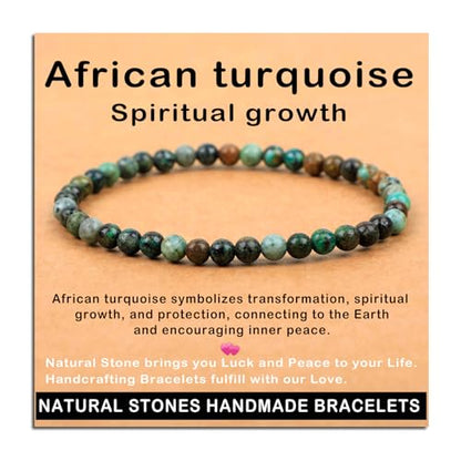 AD Beads Handmade Gemstone Stretch Elastic Bracelet Crystal Healing Reiki Nature's Beauty and Spiritual Essence Unisex (4mm, African Turquoise (Spiritual Growth)) - color: African Turquoise (Spiritual Growth), size: 4mm