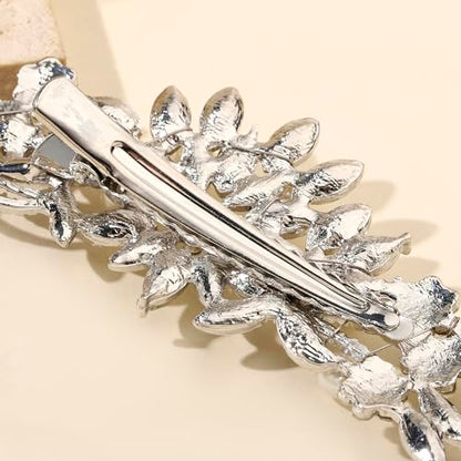Hapibuy Crystal Rhinestone Pearl Hair Clip Comb Silver Wedding Hair Acessory Bridal Hair Pins Bride Headpiece - color: Silver-Hair Clip
