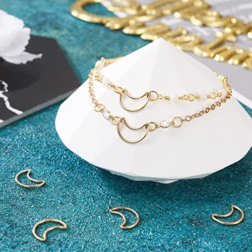 Elecrelive 5pcs Moon Connector Charms 14K Gold Filled Linking Rings Crescent Moon Open Bezel Blank Pendants for Permanent Jewelry DIY Bracelet Necklace Earring Making - color: Golden-Moon