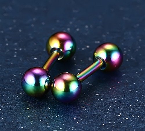 Tanyoyo 4mm Surgical Stainless Steel Ear Piercing Studs Earrings sets 5-6 Pair Mixed Colors High Polished 16G ¡­ - style: 5 Color