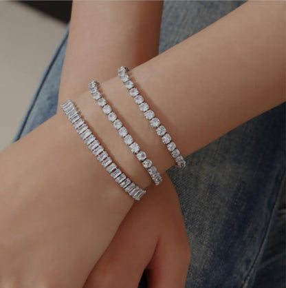 2PCS Handmade Bracelet Protection Gifts, String Adjustable Amulet Bracelet, Powerful Bracelet for Good Luck, Red Braided Bracelet for Women Mother Daughter Couples Sisters Friends - color: Silver-3 Layered Cubic Zirconia Bracelets-B