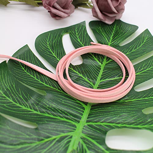 5mm Faux Suede Leather Cord String for Jewerly Making 40 Yards Pink Bracelet Cords Flat Thin Leather Lace Thread for Necklace-Chocker & DIY Projects - size: 40 Yards Pink