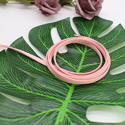 5mm Faux Suede Leather Cord String for Jewerly Making 40 Yards Pink Bracelet Cords Flat Thin Leather Lace Thread for Necklace-Chocker & DIY Projects - size: 40 Yards Pink