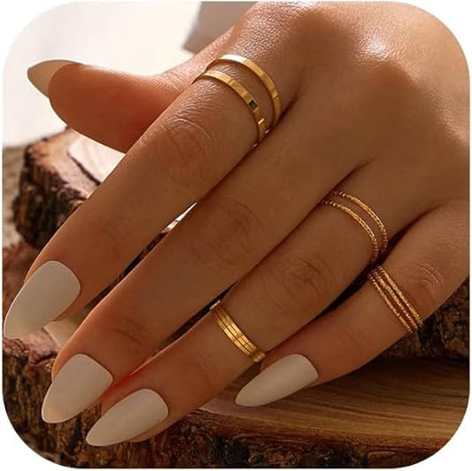 10-Piece Minimalist Ring Set for Women – Simple Stackable Rings for Any Occasion, Mixed Designs, Fashion Jewelry Gift for Her - color: Gold