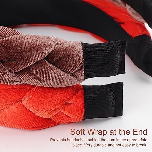 DRESHOW Braided Headbands for Women Velvet Hair Hoop Elastic Criss Cross Hair Bands Accessories - color: 01 Pc Velvet Braided: Orange