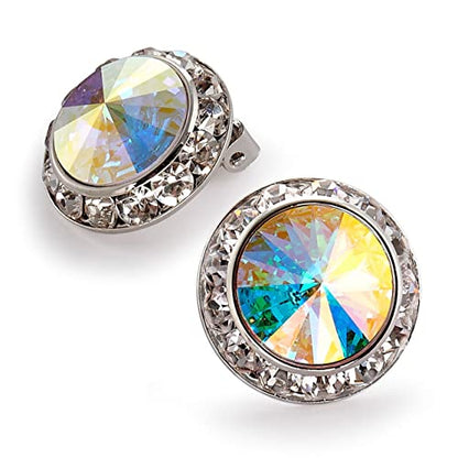 Star Light Crystal Rhinestone Clip On Earrings for Dance, Pageant, Prom | Elegant sparkling jewelry, European quality crystals for ballroom, skating, figure competition, and special events - color: 20mm Crystal AB Clip On