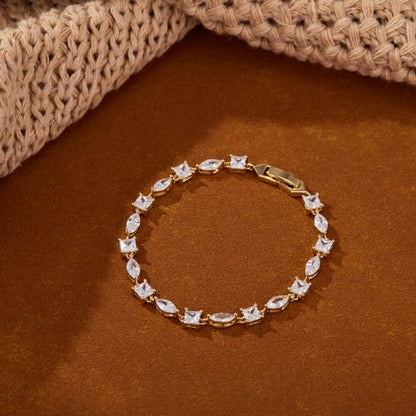 FANZE Gold Plated Cubic Zirconia Tennis Bracelets for Women Dainty Trendy Adjustable Bracelet Jewelry Gift for Ladies Wedding Mother Birthday Anniversary - style: Style 12