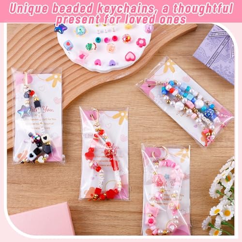 Wurosi Acrylic 865PCS Beaded Keychain Making Kit,DIY Bag Charm Kit | Includes Acrylic Heart Flower Alphabet Beads,Key Chain Supplies,Manual,Rope and Packaging Supplies for Jewerly Making Kit - color: 865 Pcs Colorful Bead Kit