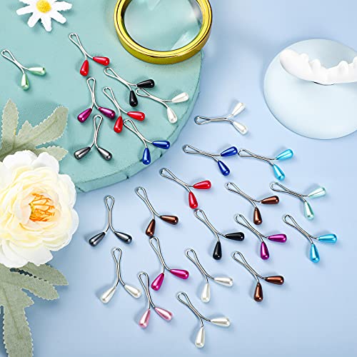 48 Pieces Hijab Pins for Women Muslim Faux Pearl Clips U Shaped DIY Boutonniere Alloy Decorative Brooch Safety Scarf Hijab Pins for Wedding Dress Accessories