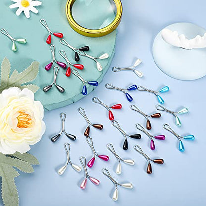 48 Pieces Hijab Pins for Women Muslim Faux Pearl Clips U Shaped DIY Boutonniere Alloy Decorative Brooch Safety Scarf Hijab Pins for Wedding Dress Accessories